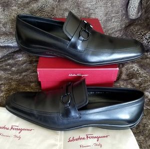 Salvatore Ferragamo Black Gancini Bit Loafers